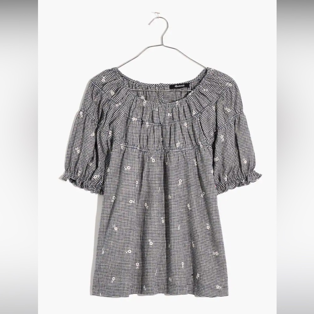 MADEWELL Gingham Shirred Shirt